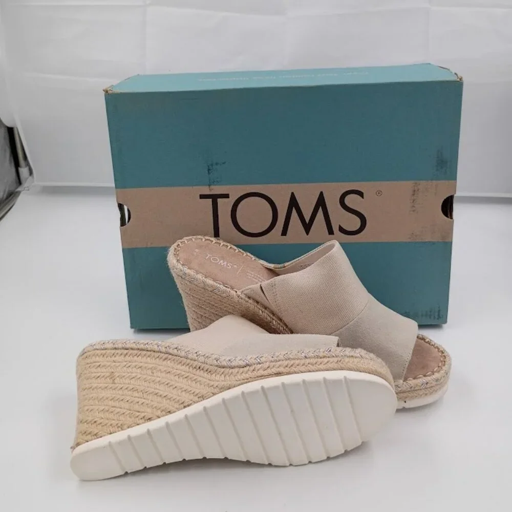 Toms Monica Mule Wedge Sandal, Nude, Women's Size 11 - Picture 4 of 5